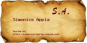 Simonics Appia névjegykártya